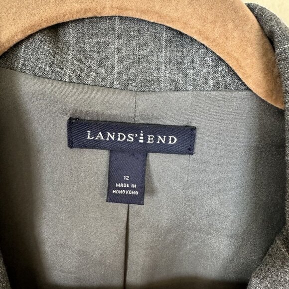 Lands End Womens Pinstripe Blazer Size 12 Gray 2 Button Career - Picture 2 of 11